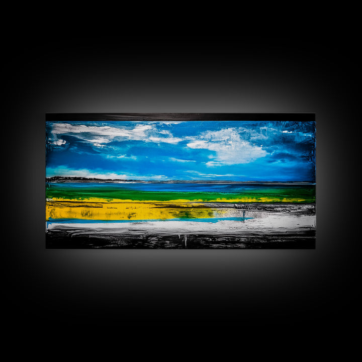 Bright Coastal, Blue and Green Ocean, Abstract Beach Art, Canvas Print, Modern Seaside Decor, Living Room Wall Art, Large Wall Art