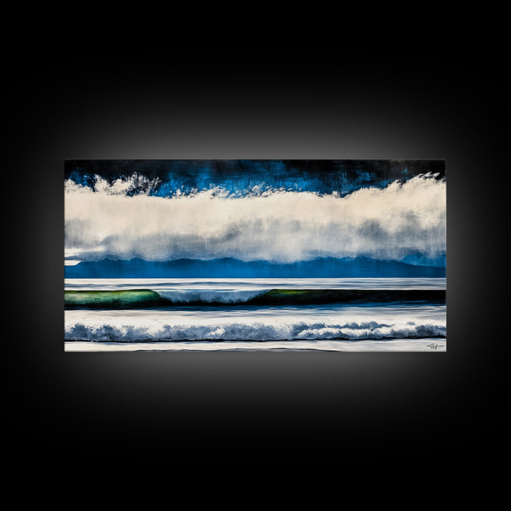 Ocean Waves, Abstract Seascape, Coastal Art, Large Wall Decor, Blue Wall Art, Modern Painting, Beach House, Canvas Print