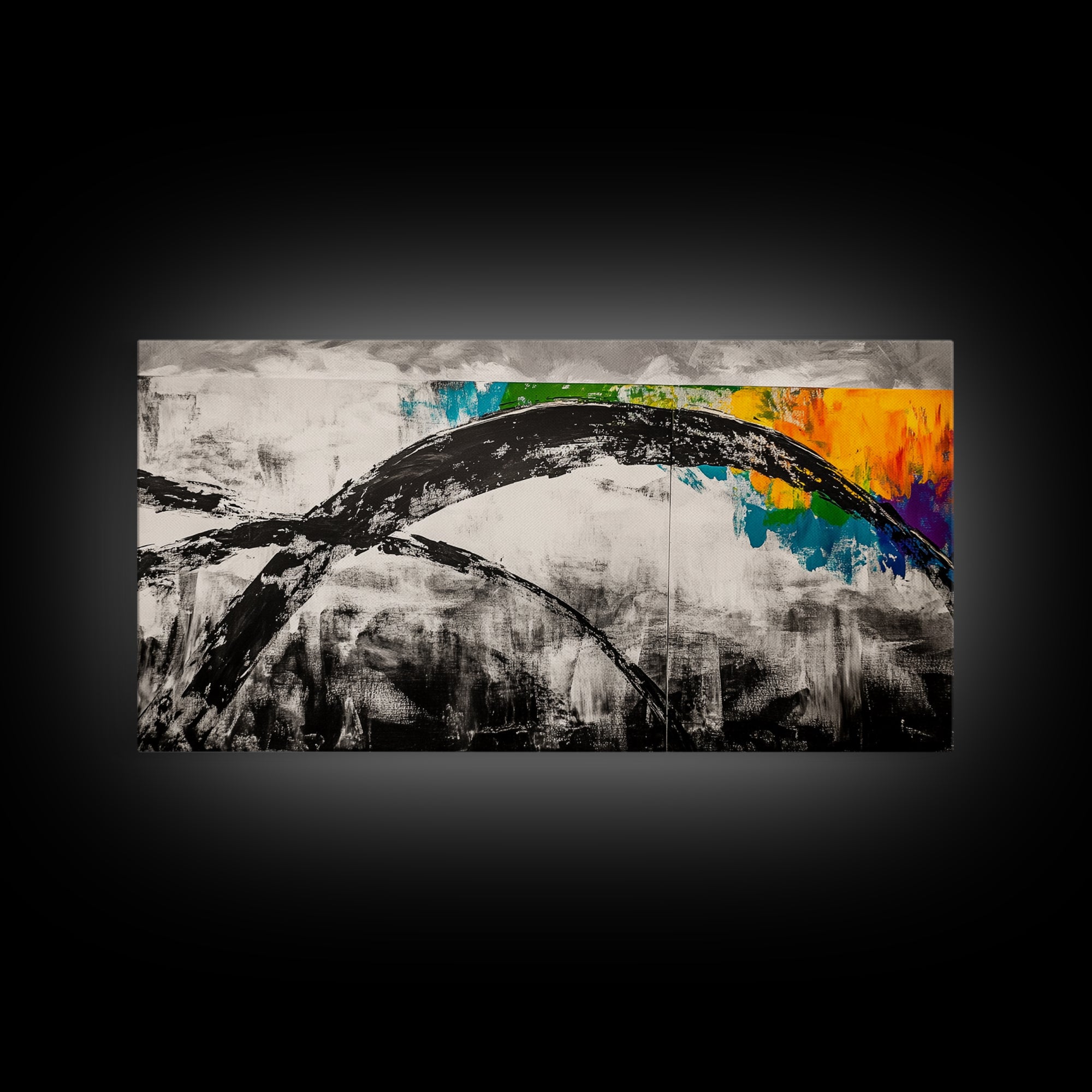 Abstract Arch, Black and White Art, Minimalist Style, Modern Abstract, Contemporary Painting, Neutral Tones, Office Wall, Canvas Print