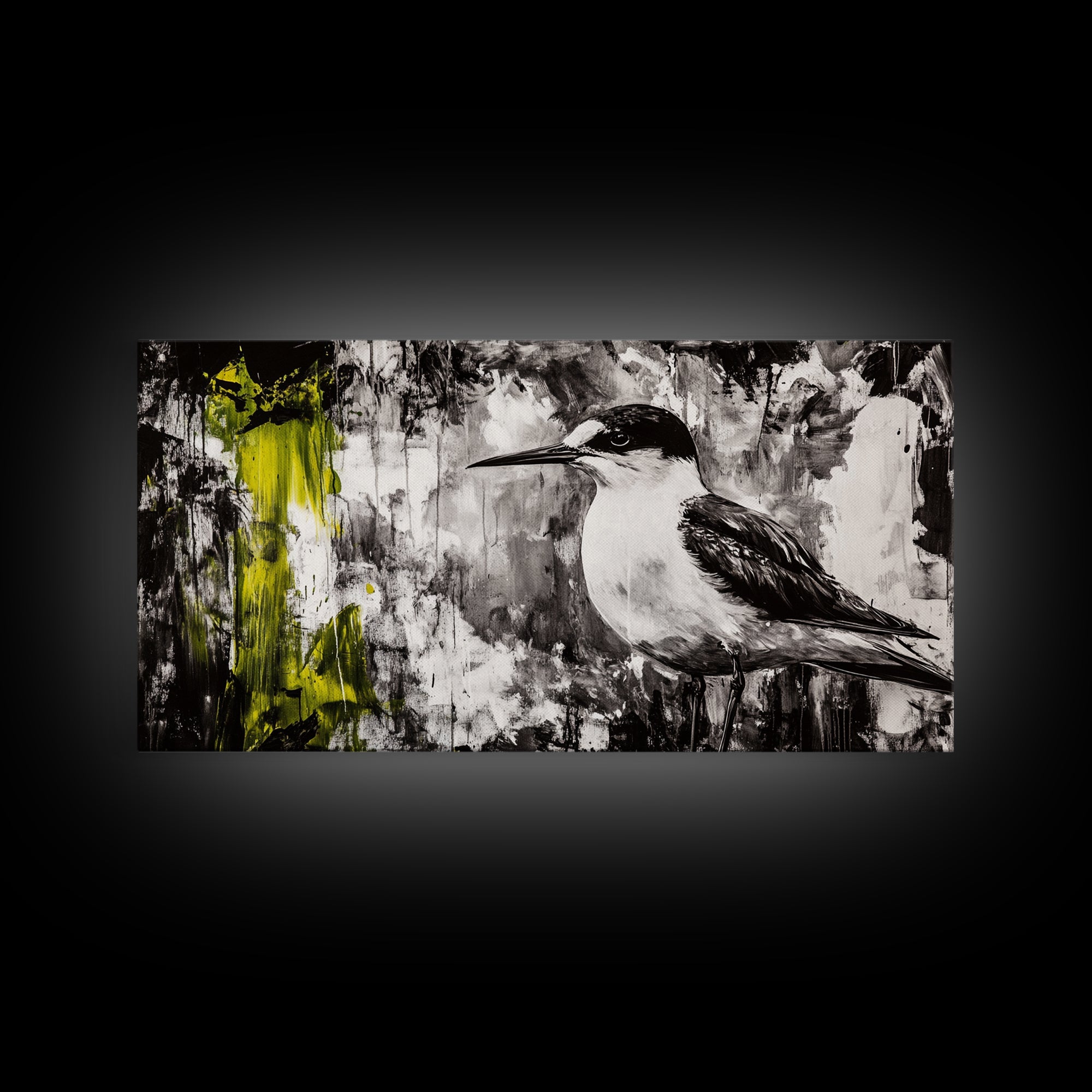 Black and White Bird, Modern Abstract, Minimalist Art, Canvas Print, Nature Wall Art, Office Wall Art, Boho Aesthetic Decor