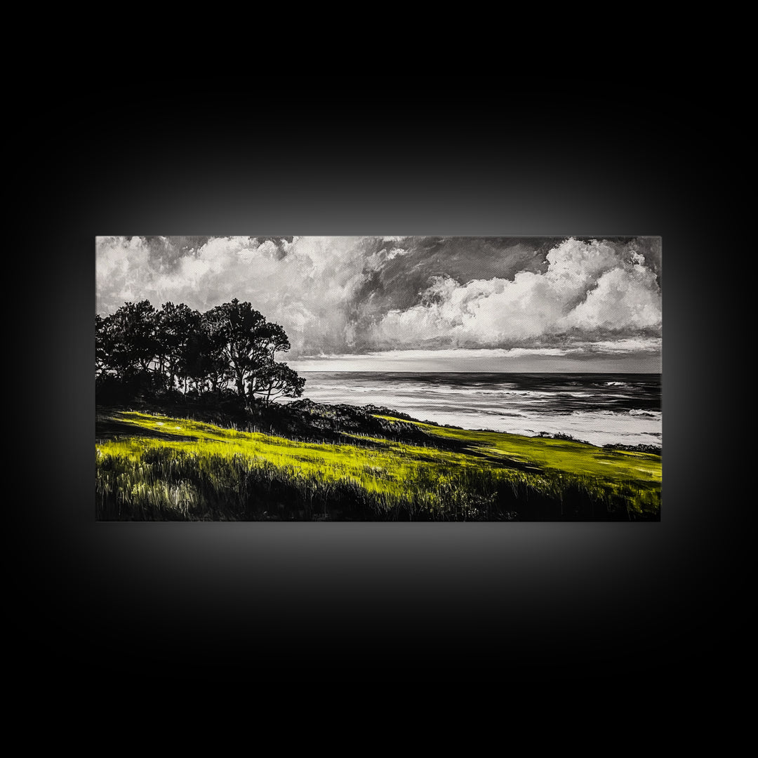 Coastal Landscape, Ocean View, Sunset Wall Art, Seaside Decor, Modern Seascape, Framed Canvas Print, Living Room Wall Art, Beach Painting