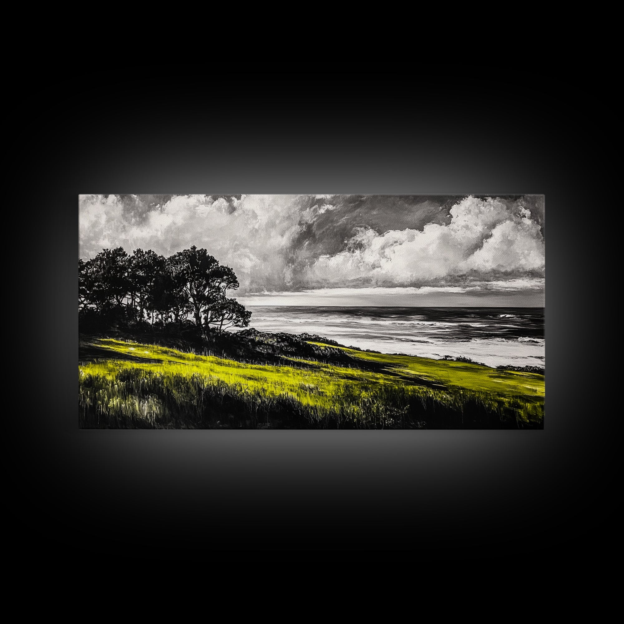 Coastal Landscape, Ocean View, Sunset Wall Art, Seaside Decor, Modern Seascape, Framed Canvas Print, Living Room Wall Art, Beach Painting