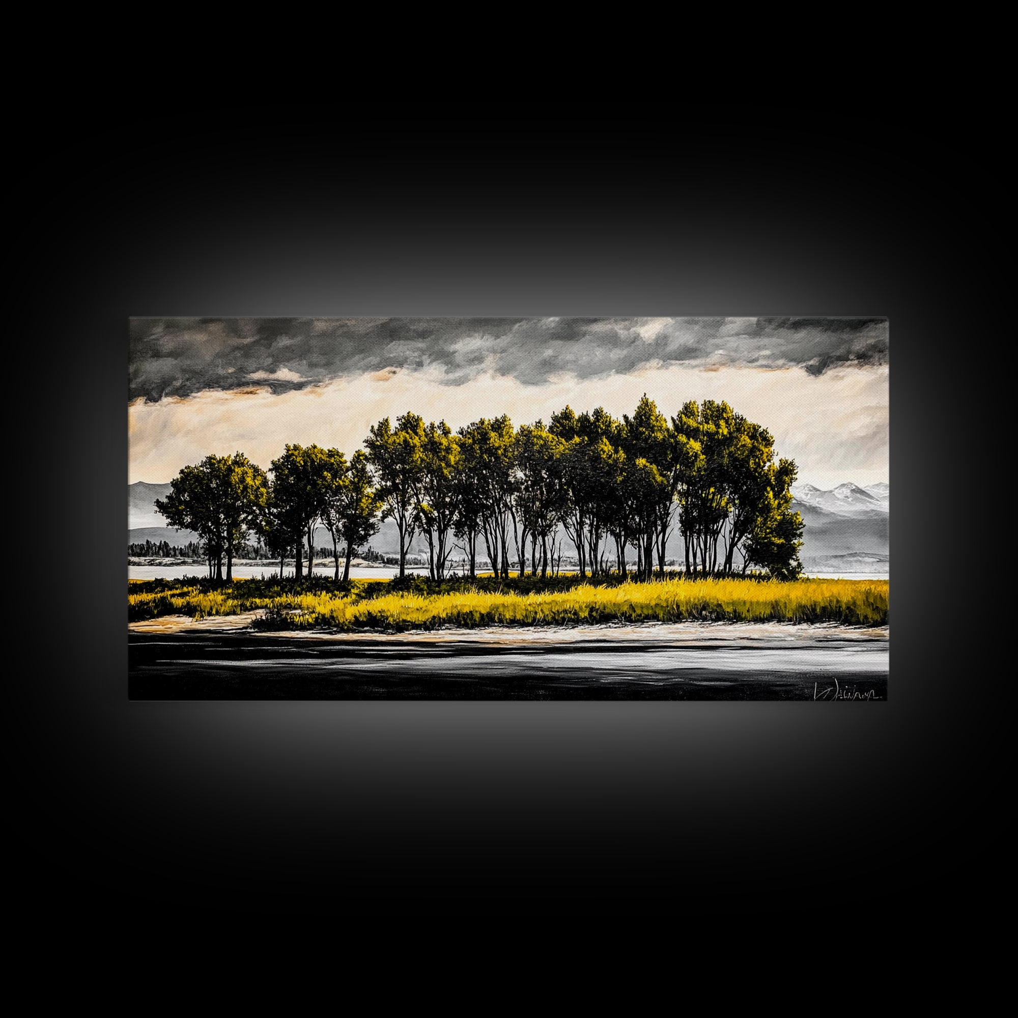 Aspen Trees, Mountain View, Nature Landscape, Rustic Home Decor, Autumn Wall Art, Framed Canvas Print, Cabin Wall Art, Modern Tree Painting