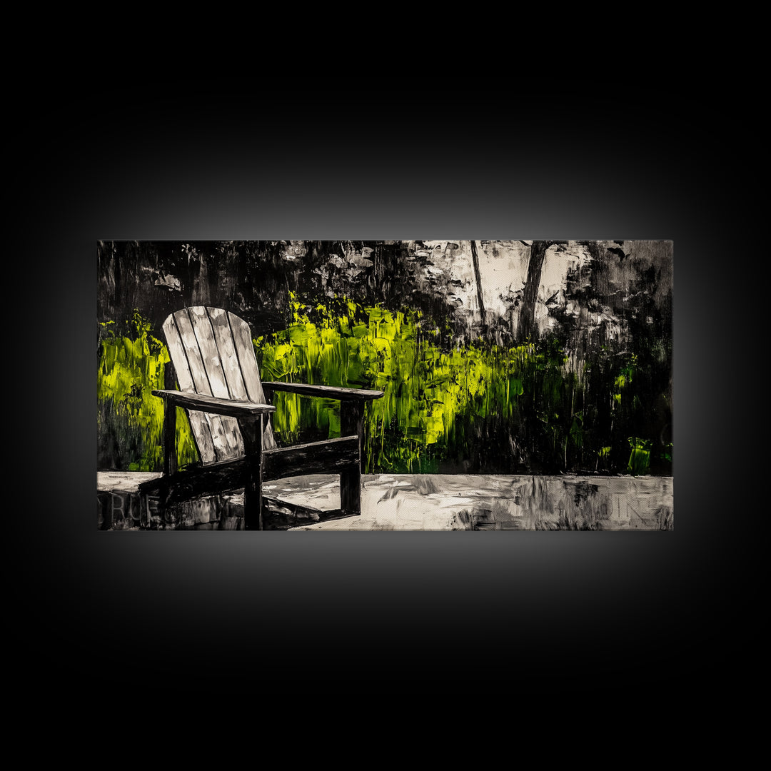 Adirondack Chair, Rustic Decor, Outdoor Art, Nature Print, Cabin Wall Art, Country Home Decor, Farmhouse Wall Art, Framed Canvas Print