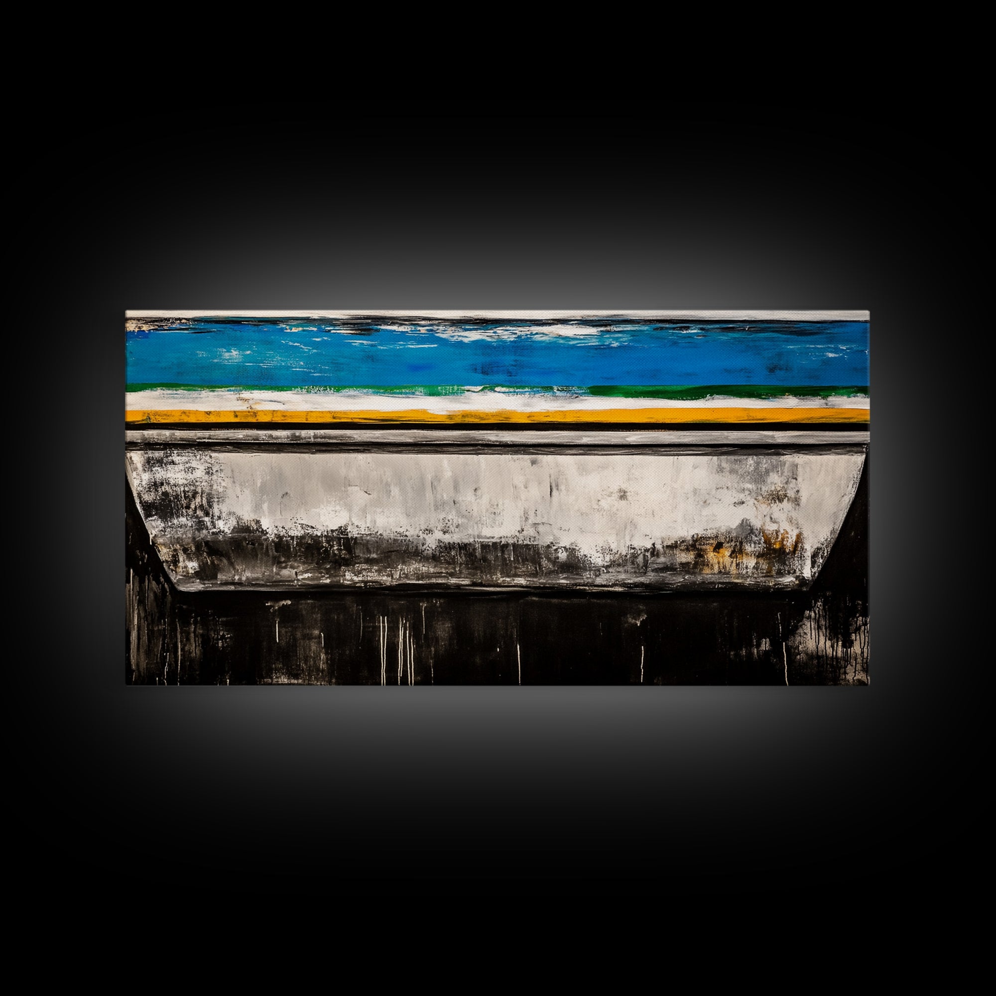 Abstract Boat, Coastal Wall Art, Nautical Decor, Large Canvas Print, Beach House Art, Modern Art, Living Room Wall Art, Blue Art