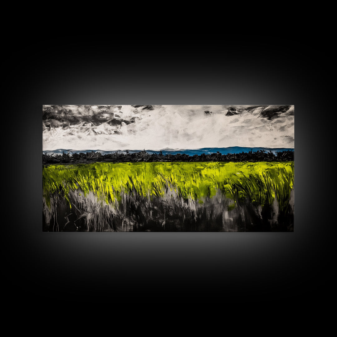 Green Field, Landscape Canvas Print, Nature Wall Art, Minimalist Artwork, Outdoor Scene, Farmhouse Decor, Living Room Wall Art