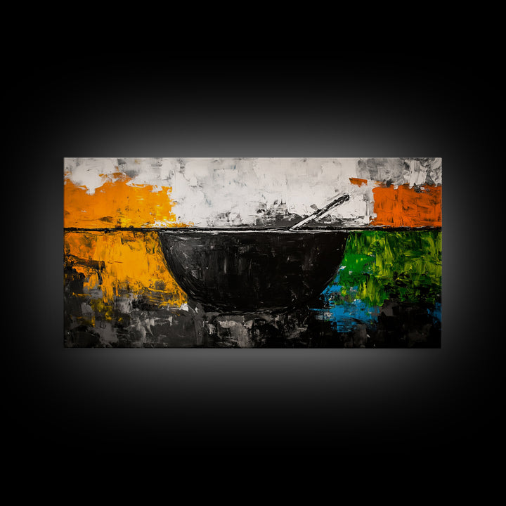 Abstract Bowl, Minimalist Kitchen Art, Modern Wall Decor, Framed Canvas Print, Contemporary Abstract Art, Dining Room Wall Art