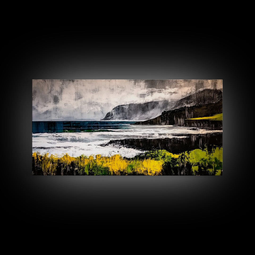 Coastal Landscape, Ocean View, Framed Canvas Print, Beach House Wall Art, Nautical Art, Minimalist Decor, Contemporary Home Art