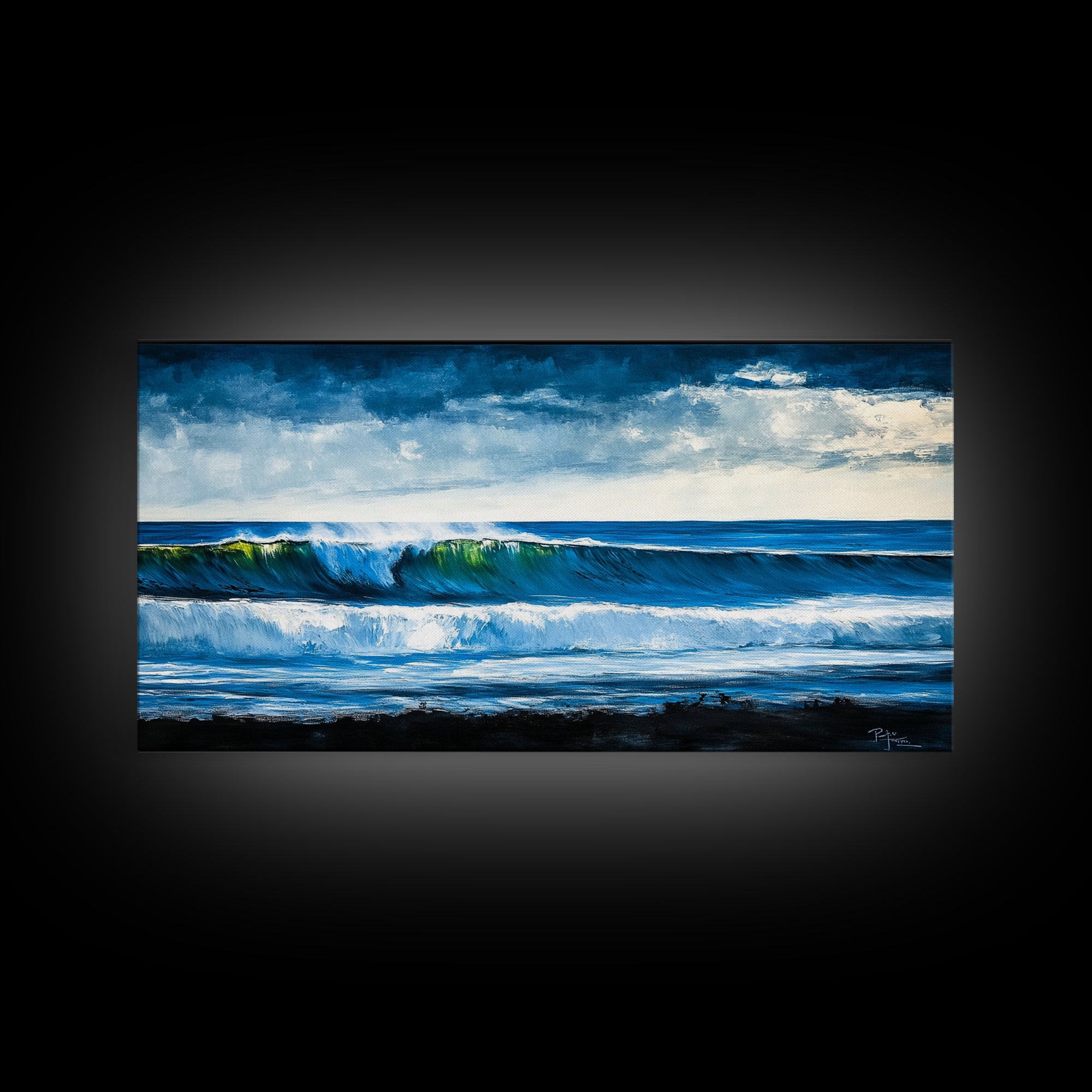 Rolling Waves, Deep Blue, Surf Art, Framed Canvas Print, Ocean Themed Decor, Beach House Art, Living Room Wall Art, Coastal Home Accent