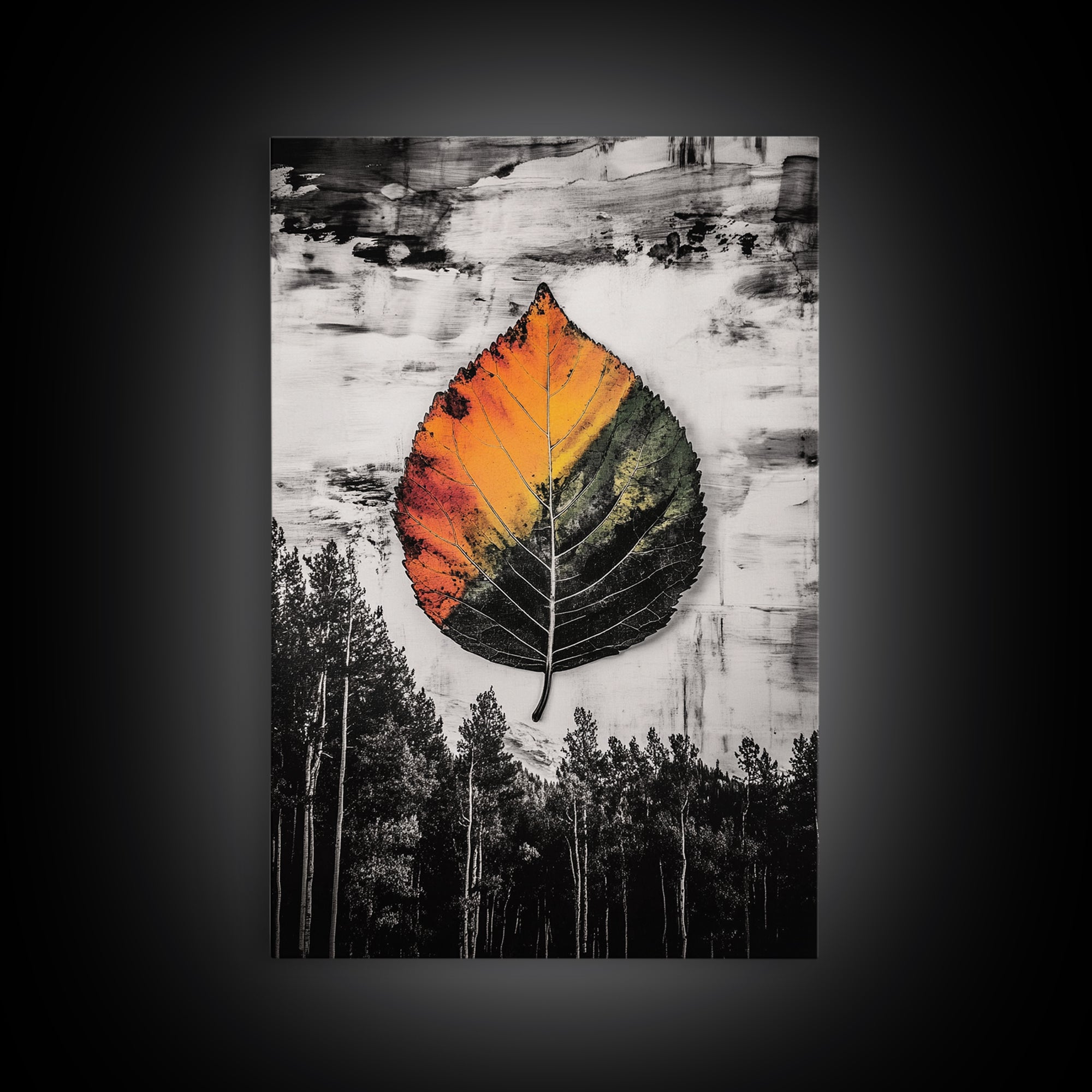 Autumn Leaf Print, Fall Nature Wall Art, Rustic Botanical Painting, Seasonal Home Decor, Cozy Living Room, Framed Canvas Print