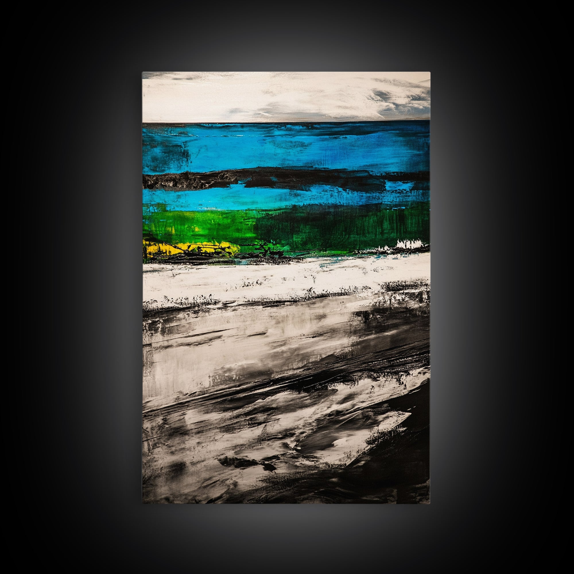 Blue Horizon, Abstract Seascape, Coastal Vibes, Nautical Decor, Framed Canvas Print, Living Room Art, Ocean Lovers Gift, Modern Wall Art