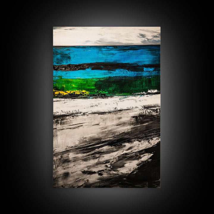 Blue Horizon, Abstract Seascape, Coastal Vibes, Nautical Decor, Framed Canvas Print, Living Room Art, Ocean Lovers Gift, Modern Wall Art