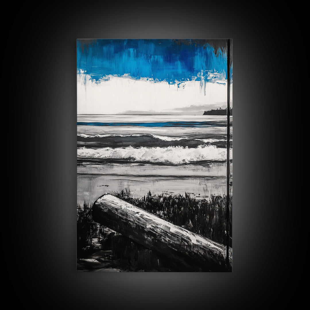 Ocean Serenity, Coastal Landscape, Nautical Wall Art, Beach House Decor, Framed Canvas Print, Living Room Wall Art, Seascape Painting