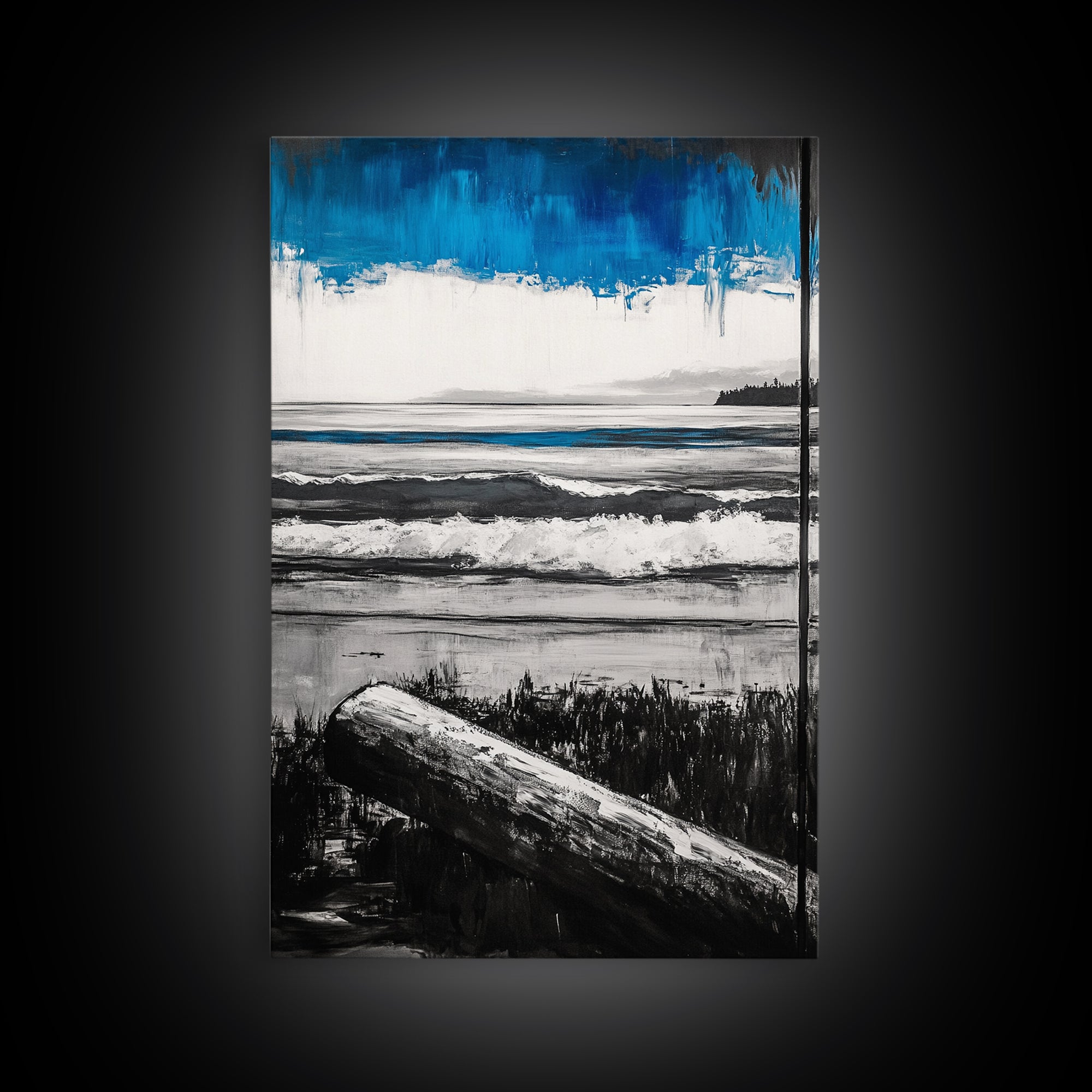Ocean Serenity, Coastal Landscape, Nautical Wall Art, Beach House Decor, Framed Canvas Print, Living Room Wall Art, Seascape Painting