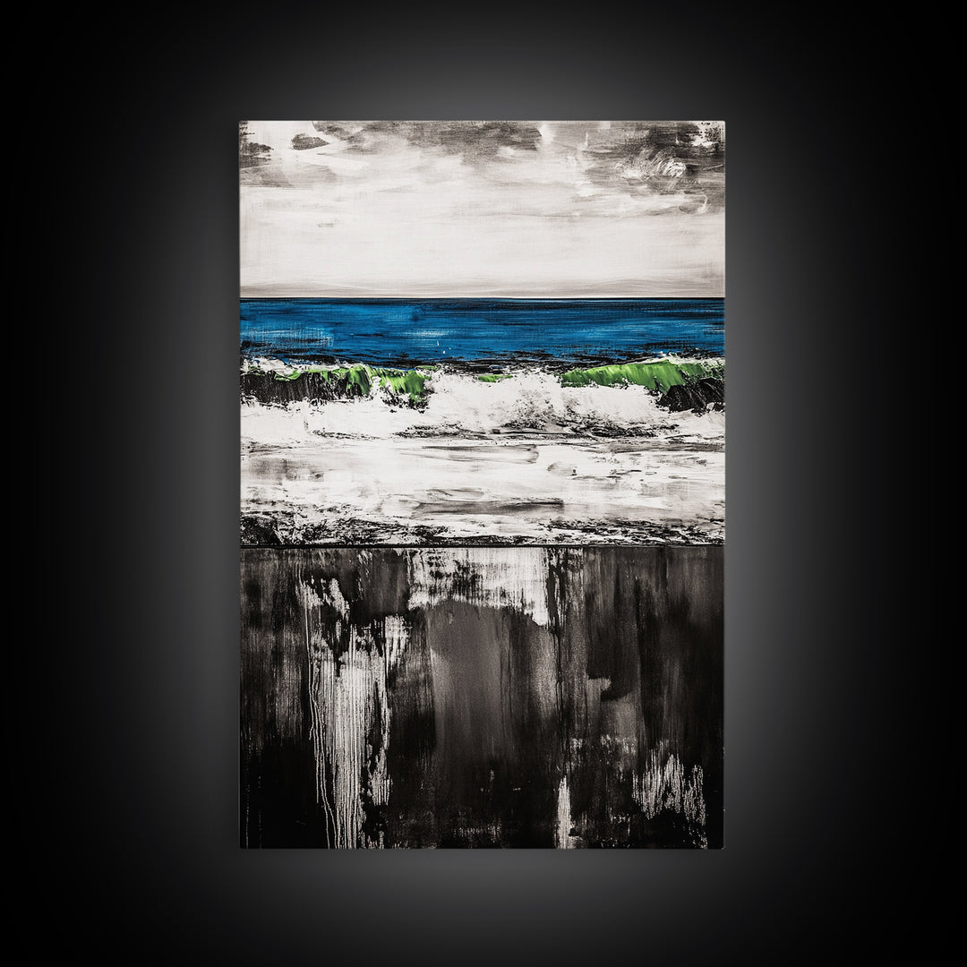 Abstract River, Black and White, Nature Art, Canvas Print, Serene Landscape, Minimalist Home Decor, Modern Wall Art