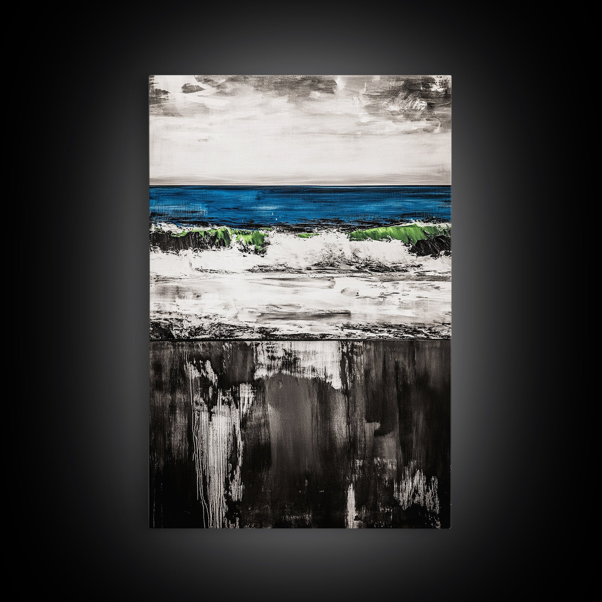 Abstract River, Black and White, Nature Art, Canvas Print, Serene Landscape, Minimalist Home Decor, Modern Wall Art