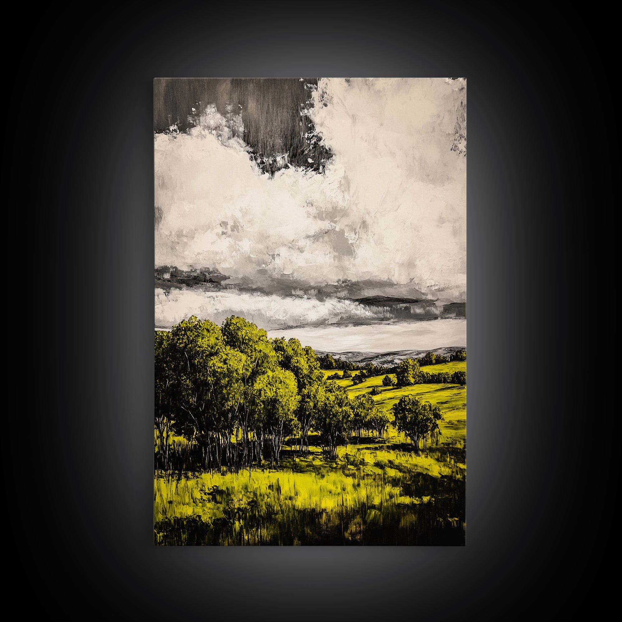 Rolling Hills, Countryside Scene, Golden Fields, Framed Canvas Print, Rustic Farmhouse Decor, Living Room Wall Art, Autumn