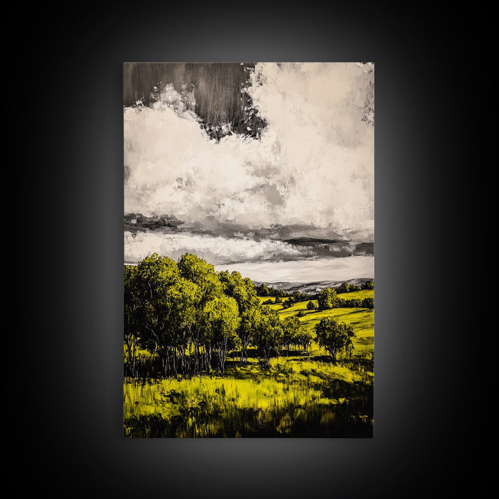 Rolling Hills, Countryside Scene, Golden Fields, Framed Canvas Print, Rustic Farmhouse Decor, Living Room Wall Art, Autumn