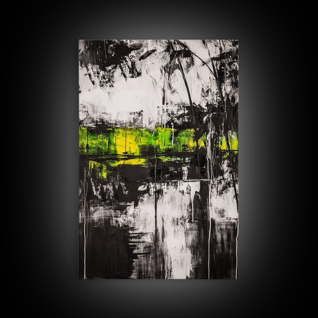 Abstract Forest, Black and White Art, Moody Nature Painting, Contemporary Wall Decor, Modern Office Art, Canvas Print