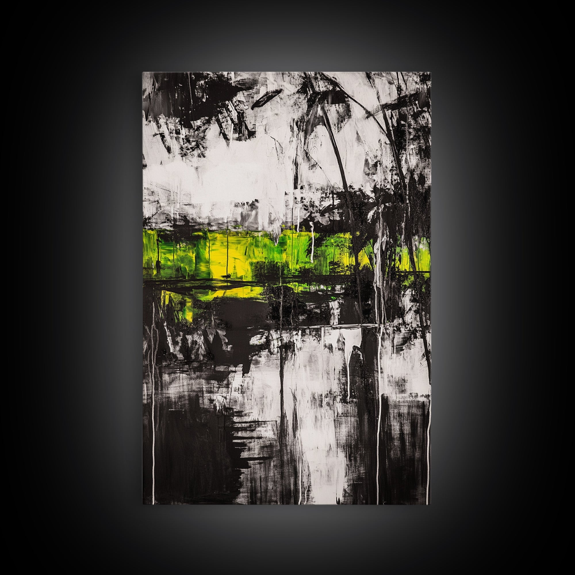 Abstract Forest, Black and White Art, Moody Nature Painting, Contemporary Wall Decor, Modern Office Art, Canvas Print