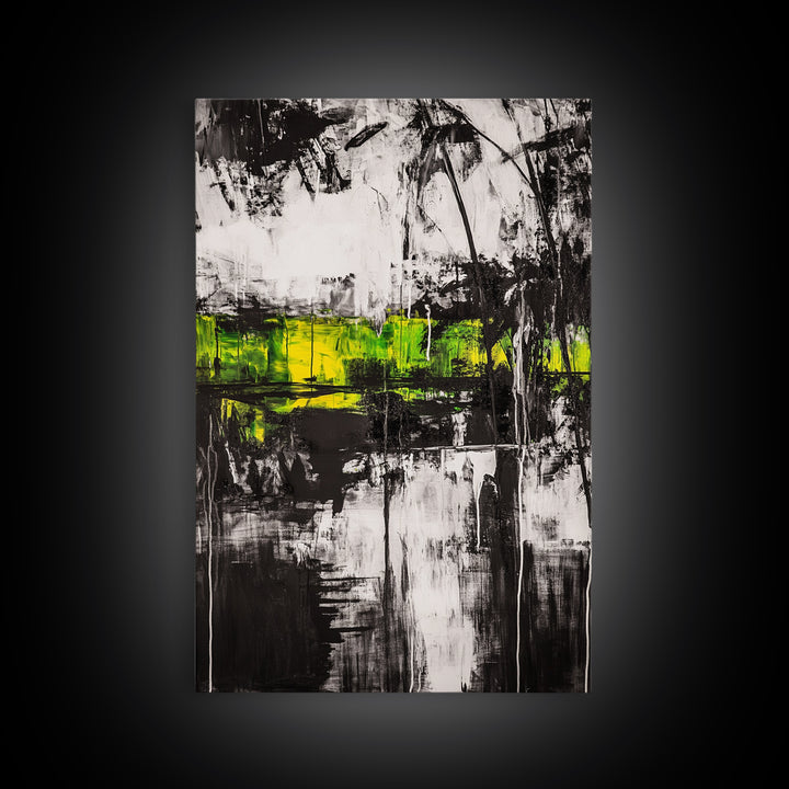 Abstract Forest, Black and White Art, Moody Nature Painting, Contemporary Wall Decor, Modern Office Art, Canvas Print