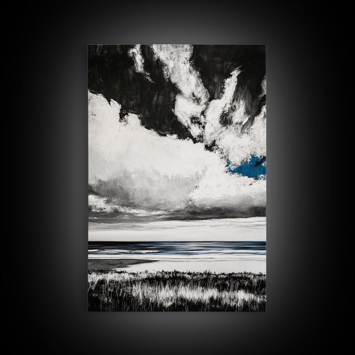Ocean Serenity, Coastal Wall Art, Minimalist Seascape, Beach House Decor, Monochrome Landscape, Tranquil View, Canvas Print