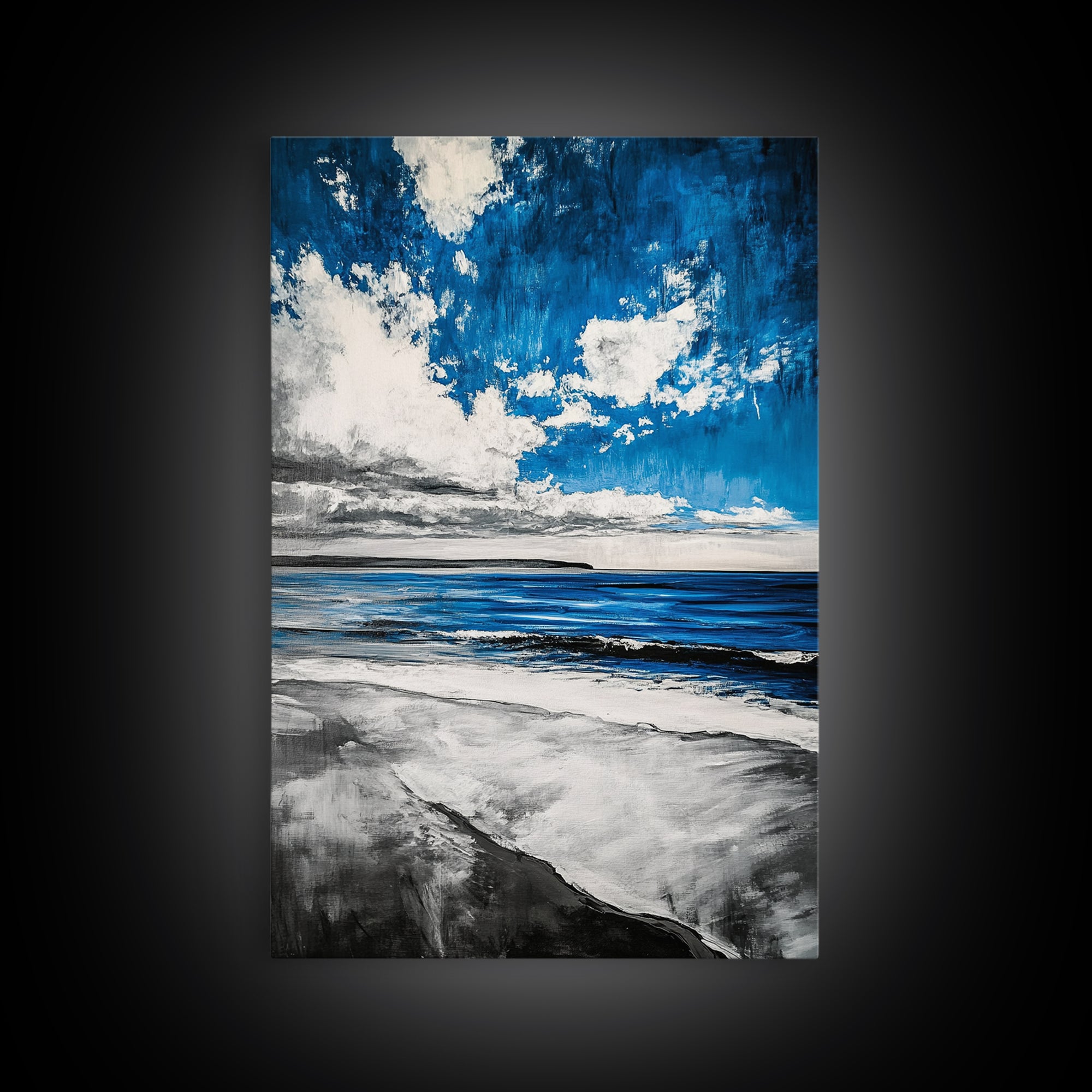 Blue Ocean, Tranquil Beach Scene, Coastal Home Decor, Seascape Wall Art, Nature Inspired, Modern Minimalist, Canvas Print