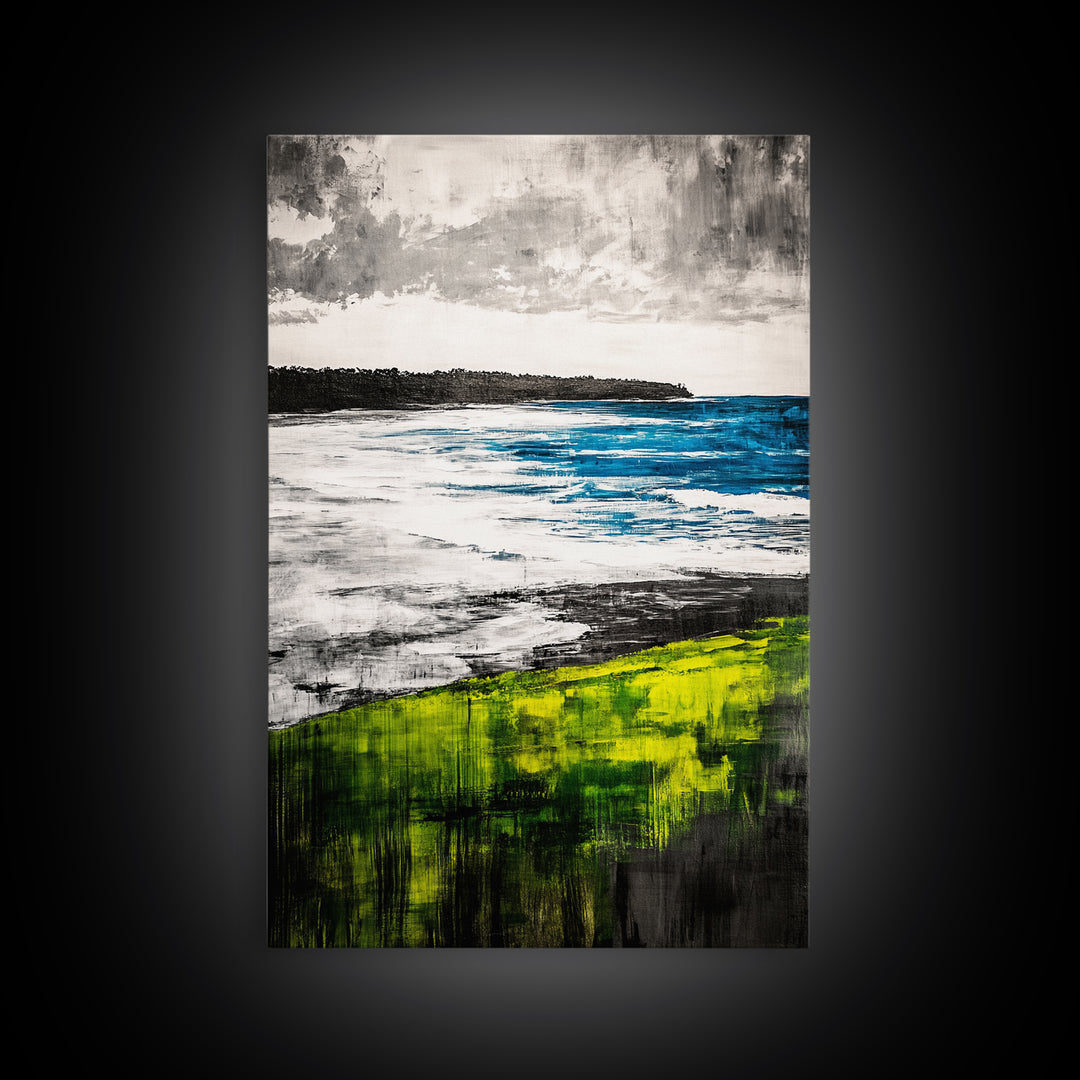 Coastal Serenity, Ocean View, Beach Horizon, Framed Canvas Print, Seascape Art, Modern Home Decor, Nautical Wall Art, Office Decor