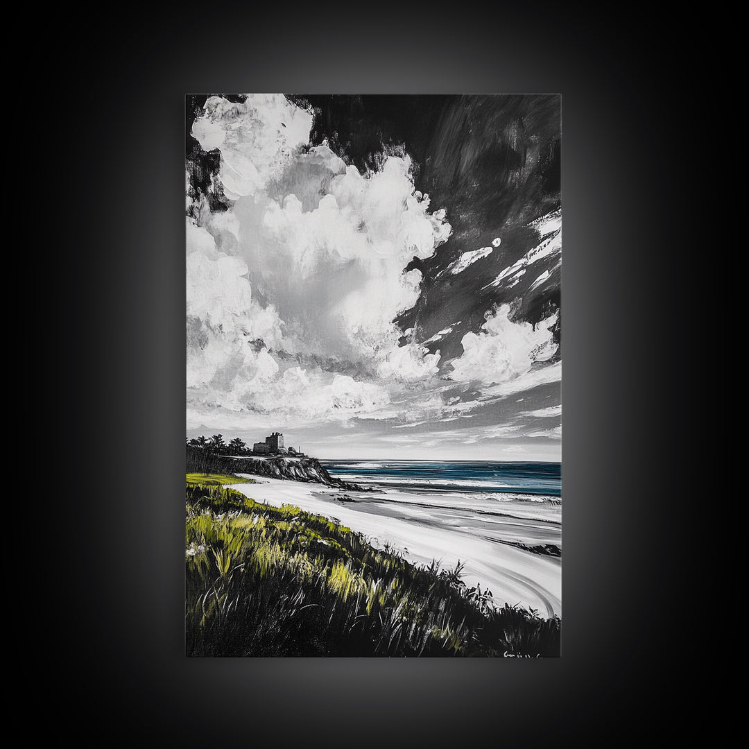 Castle View, Dramatic Seascape Art, Coastal Landscape Print, Nautical Decor, Ocean Lover Gift, Framed Canvas Print, Travel Aesthetic