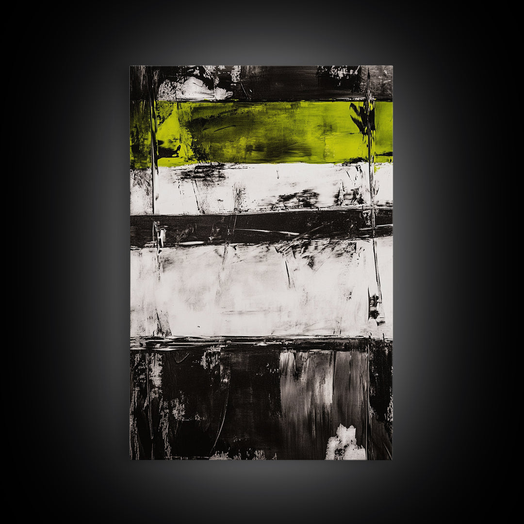 Black and Green, Abstract Expressionism, Modern Canvas Print, Minimalist Art, Bold Statement Piece, Home Office Decor, Unique Artwork