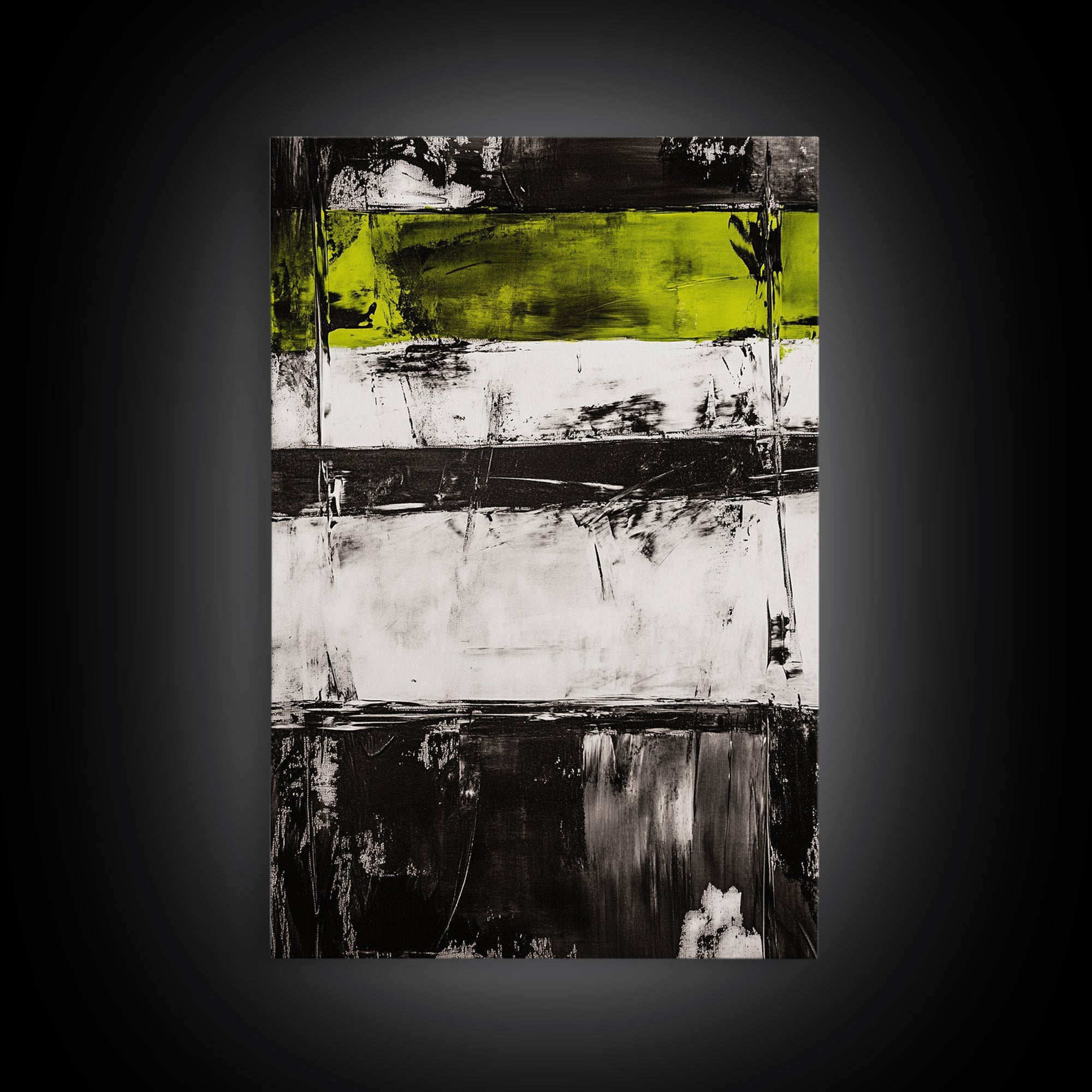Black and Green, Abstract Expressionism, Modern Canvas Print, Minimalist Art, Bold Statement Piece, Home Office Decor, Unique Artwork