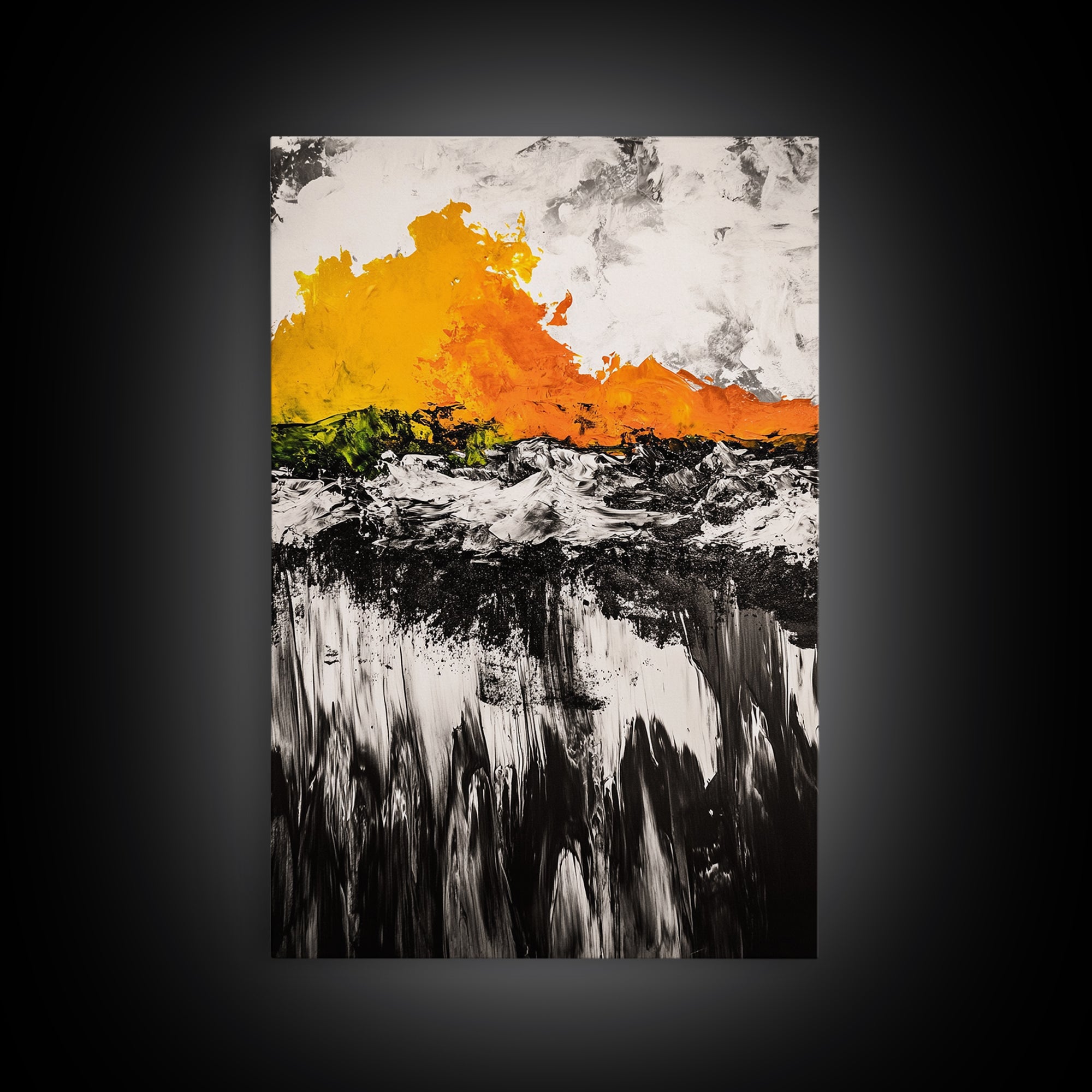 Abstract Fire, Bold Brushstrokes, Framed Canvas Print, Modern Expressionist Art, Living Room Accent, Dramatic Wall Decor, Fall Art