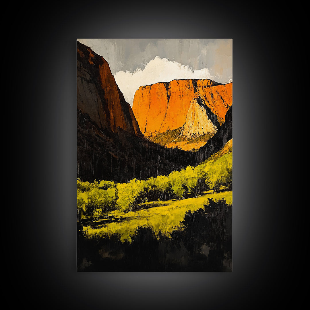 Desert Cliffs, Southwestern Art, Autumn Landscape Painting, Warm Earth Tones, Bold Canyon Decor, Nature Scenic Wall Art, Canvas Print