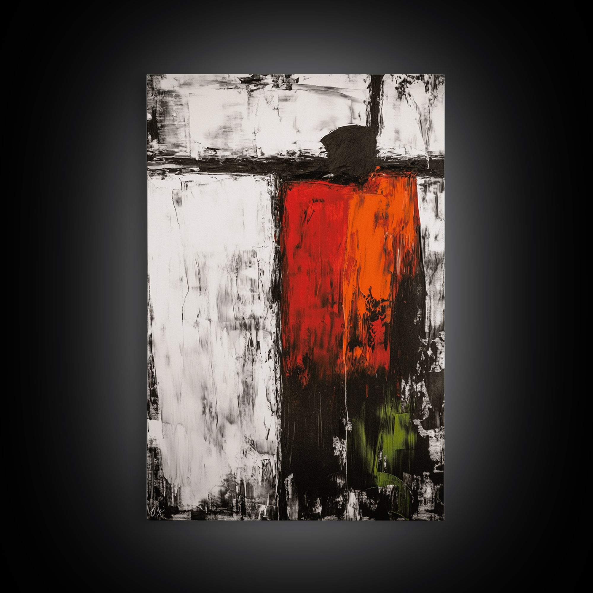 Bold Abstract, Red and Black Painting, Modern Canvas Print, Living Room Wall Art, Statement Art, Large Contemporary Artwork