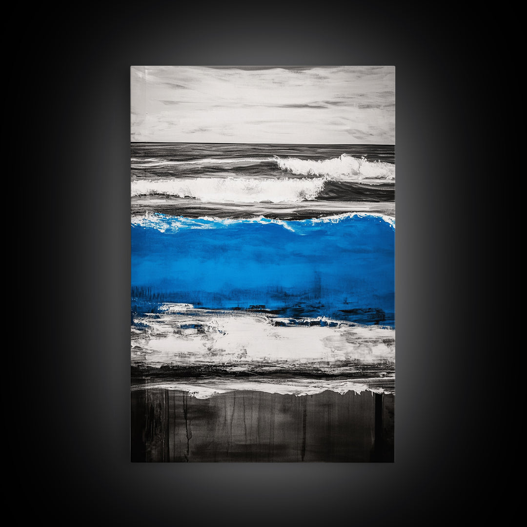 Rolling Waves, Beach Sunset, Blue Ocean, Canvas Print, Coastal Wall Art, Living Room Decor, Nautical Painting, Modern Seascape