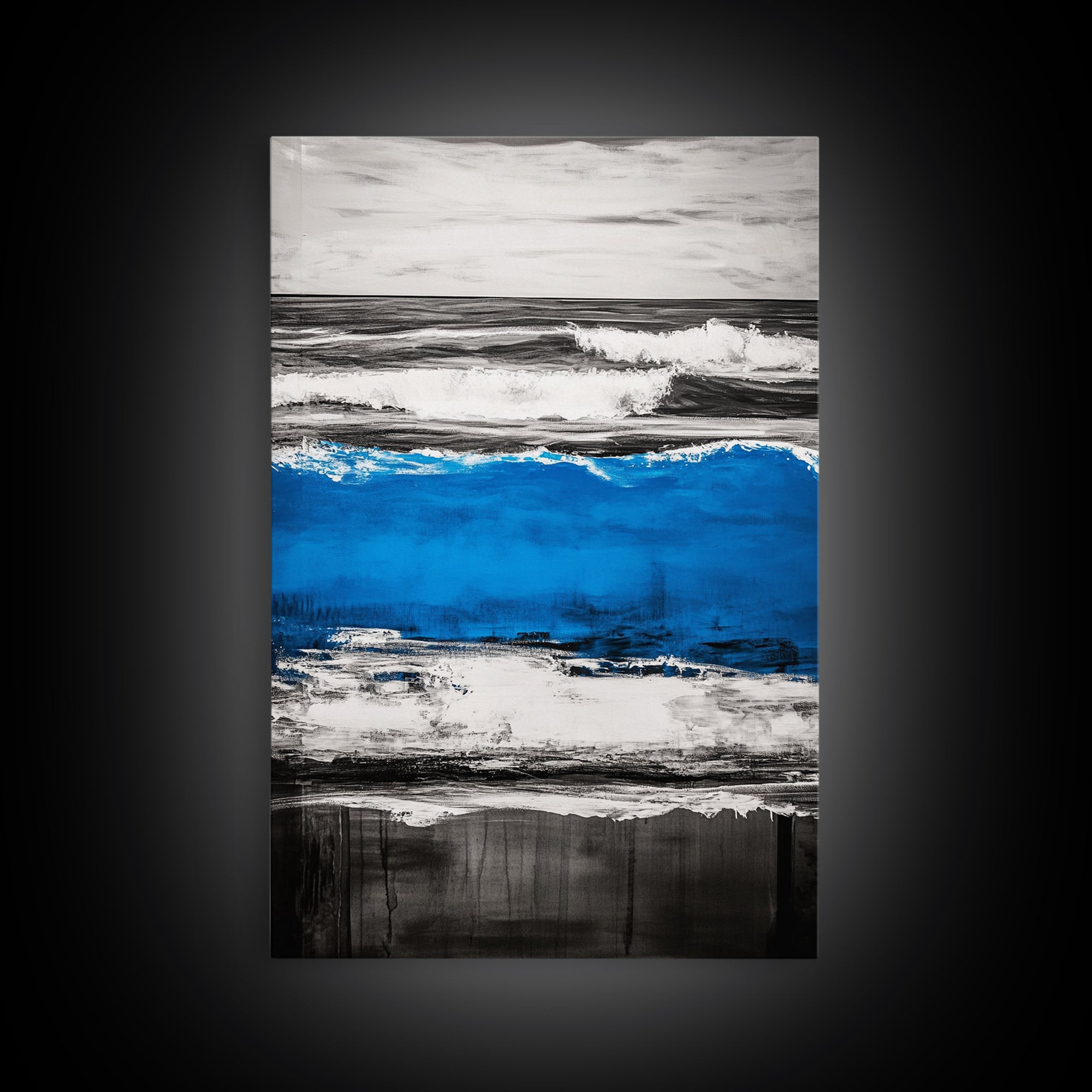 Rolling Waves, Beach Sunset, Blue Ocean, Canvas Print, Coastal Wall Art, Living Room Decor, Nautical Painting, Modern Seascape