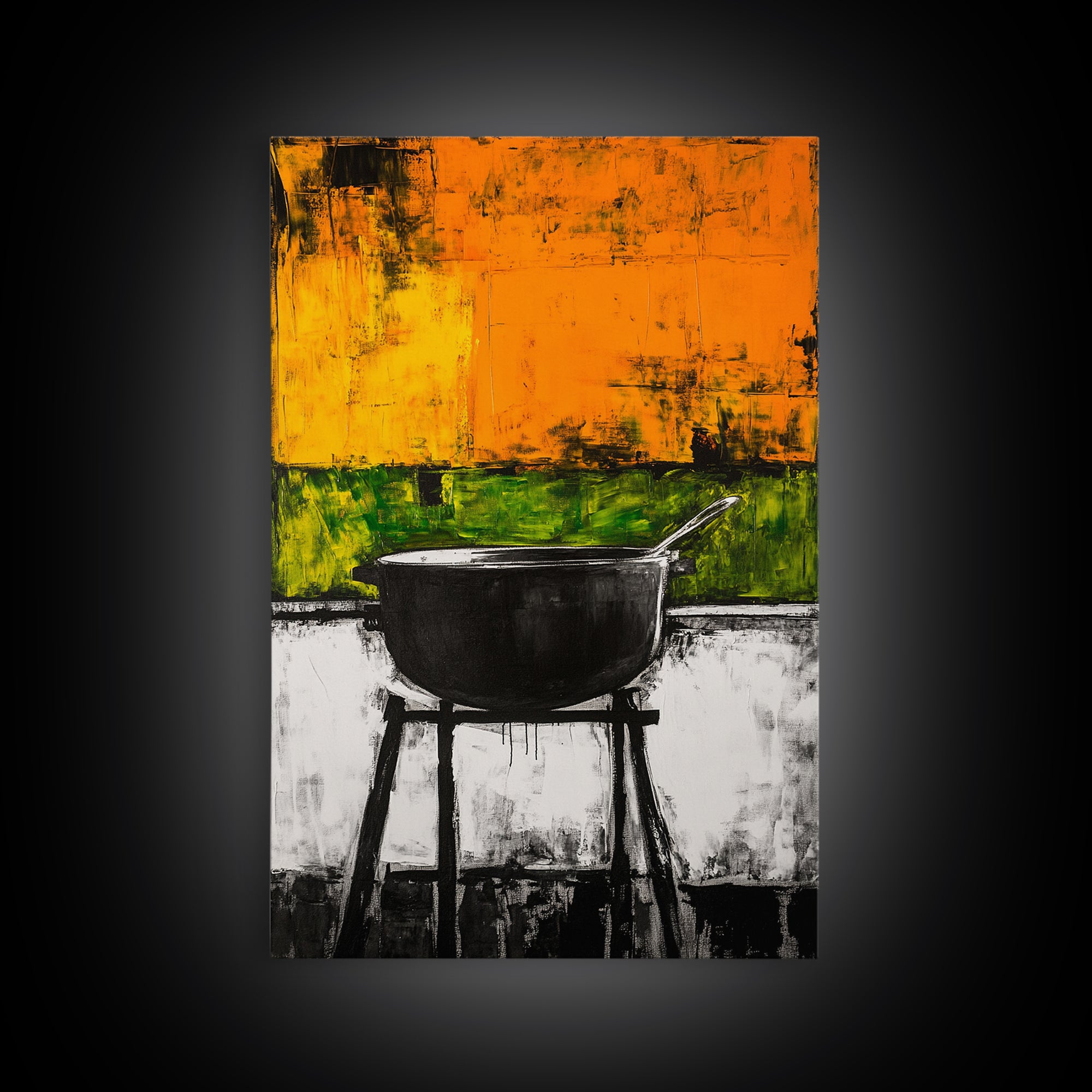 Abstract Kitchen Art, Modern Wall Decor, Rustic Cooking Print, Vibrant Boho Art, Large Wall Print, Dining Room Art, Framed Canvas Print