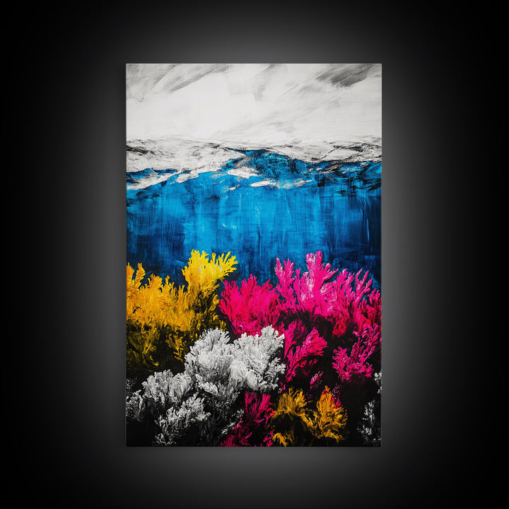 Coral Reef Print, Underwater Ocean Art, Coastal Wall Decor, Vibrant Marine Art, Nautical Wall Art, Beach House Decor, Framed Canvas Print