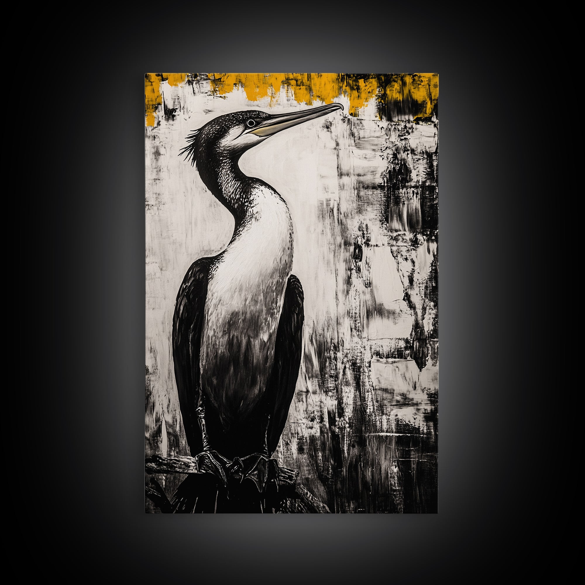 Bird Portrait Art, Nature Print, Wildlife Illustration, Black and White Art, Modern Rustic Decor, Living Room Art, Framed Canvas Print