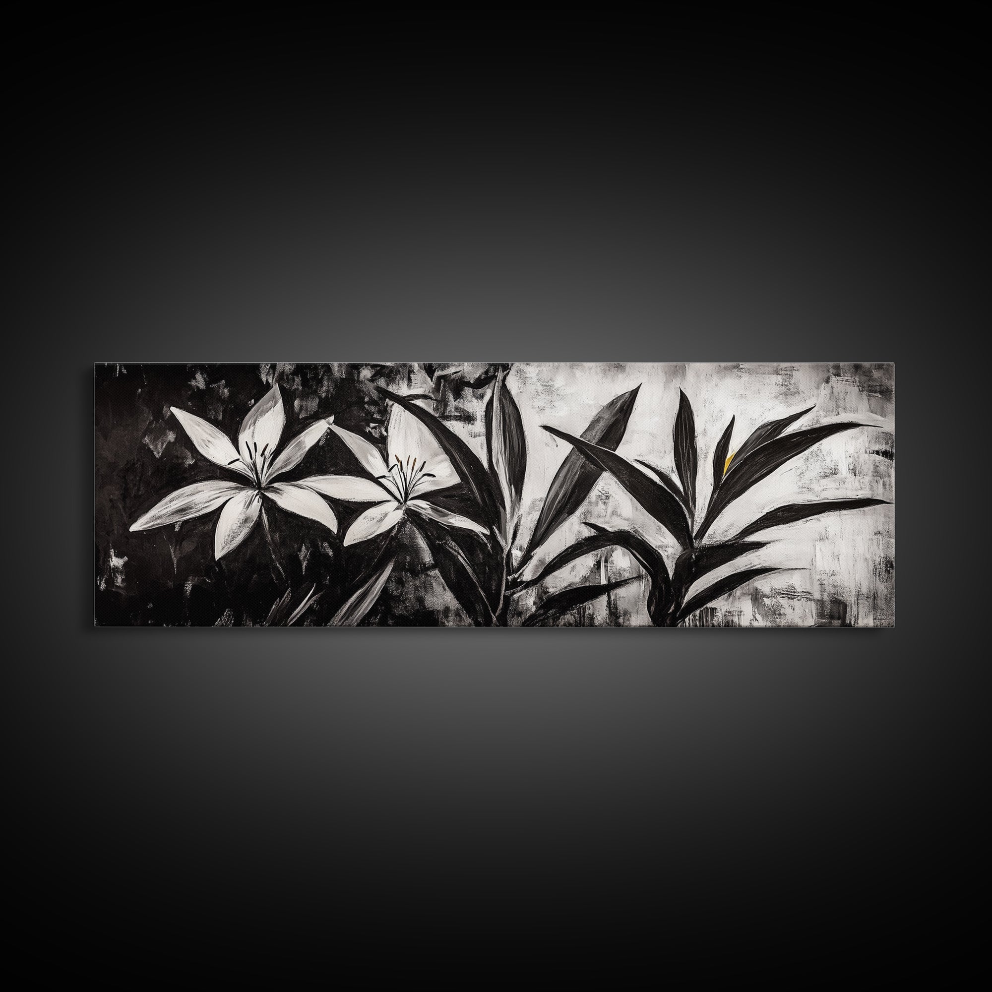 Monochrome Floral, Black and White Flowers, Botanical Wall Art, Minimalist Decor, Framed Canvas Print, Bedroom Art, Modern Aesthetic, Elegant Art