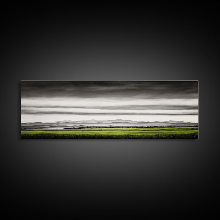 Rolling Hills, Green Fields, Minimalist Landscape, Canvas Print, Nature Wall Art, Modern Farmhouse, Rustic Decor, Office Aesthetic