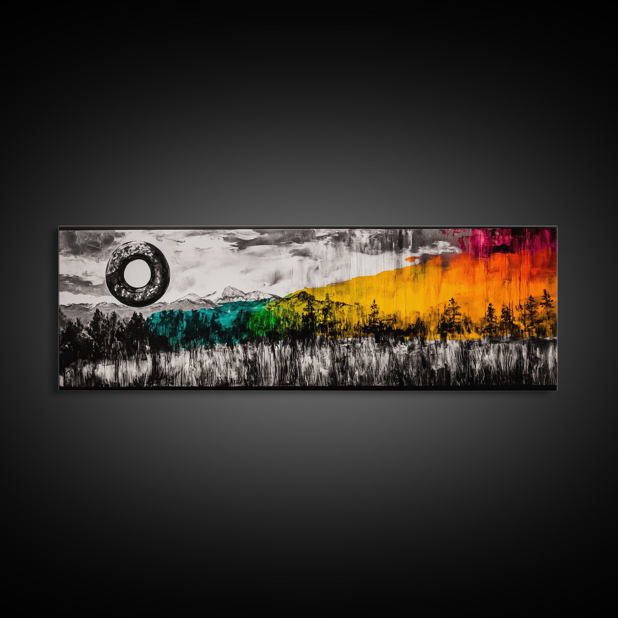 Cosmic Landscape, Surreal Art, Dreamy Forest, Framed Canvas Print, Mystical Wall Art, Fantasy Home Decor, Living Room Statement Art