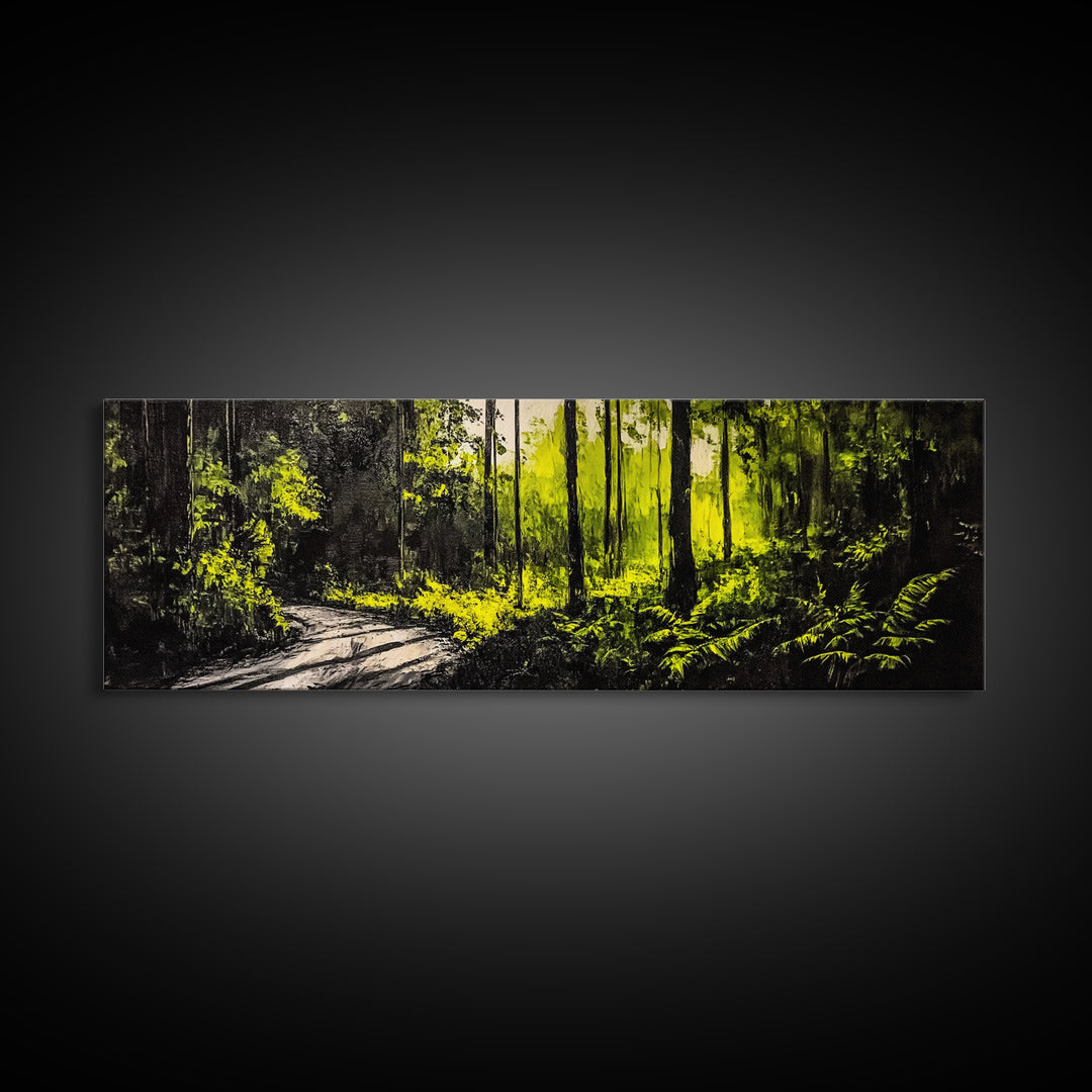 Dark Forest, Mystical Path, Framed Canvas Print, Nature Inspired Wall Art, Greenery Home Decor, Large Wall Art, Living Room Art