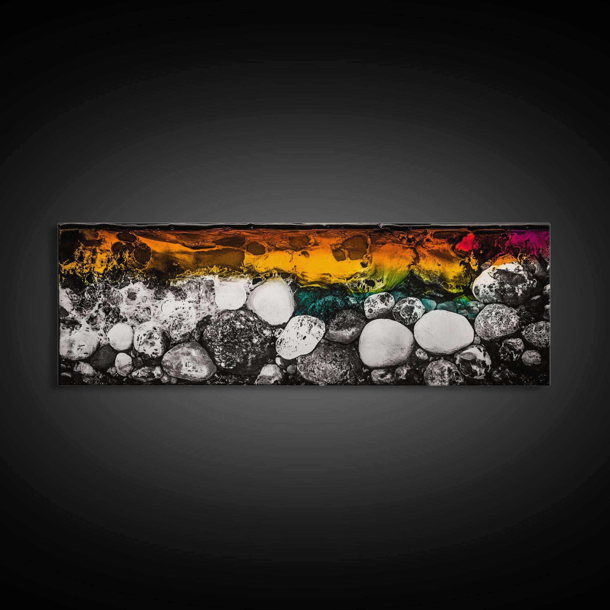 Abstract Stones, Modern Art, Vibrant Wall Decor, Canvas Print, Black White Orange, Office Art, Contemporary Home Decor, Large Wall Art