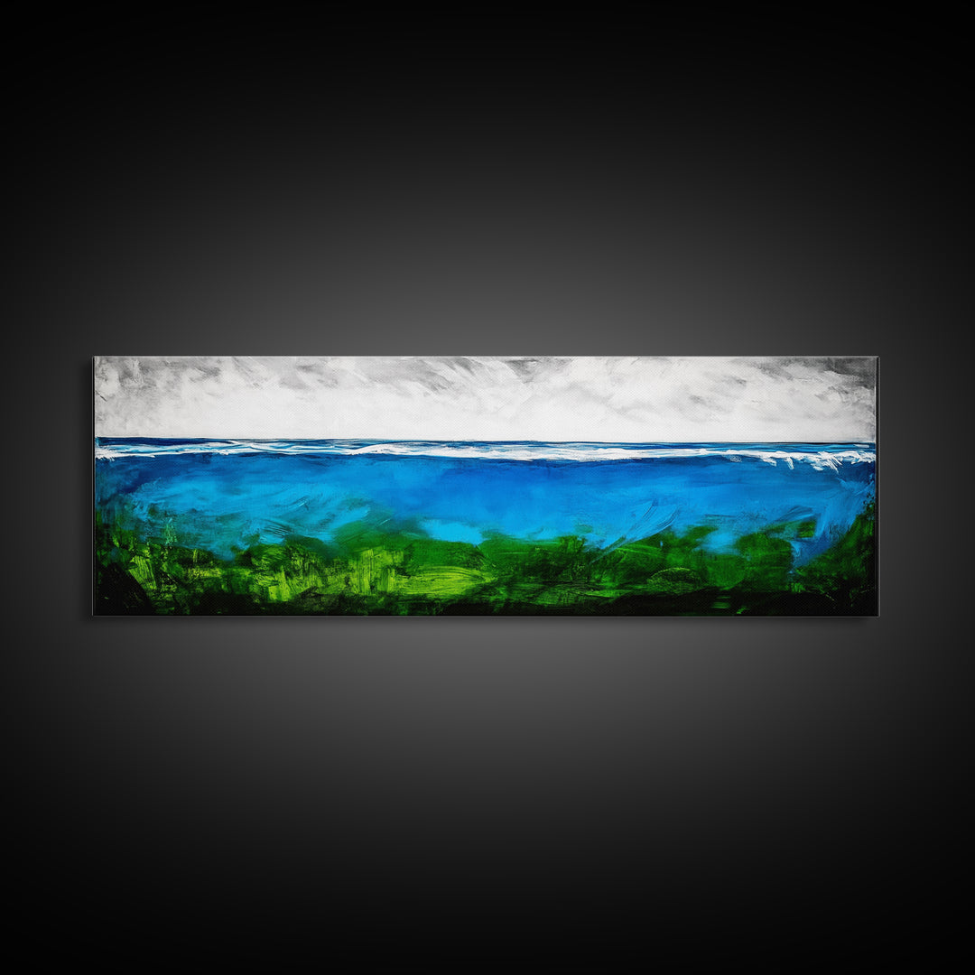 Deep Blue Ocean, Underwater Wall Art, Coastal Decor, Tranquil Seascape, Modern Beach Art, Large Canvas Print, Living Room Art