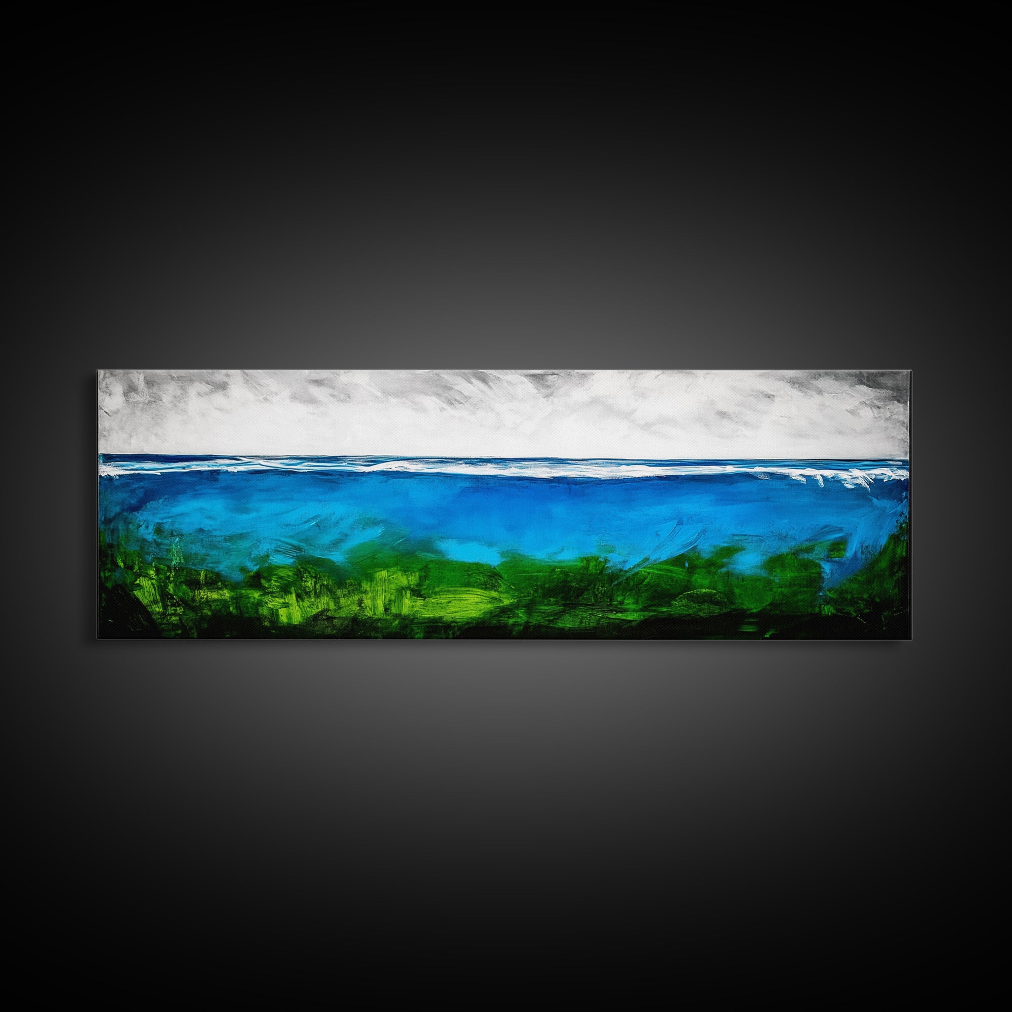 Deep Blue Ocean, Underwater Wall Art, Coastal Decor, Tranquil Seascape, Modern Beach Art, Large Canvas Print, Living Room Art