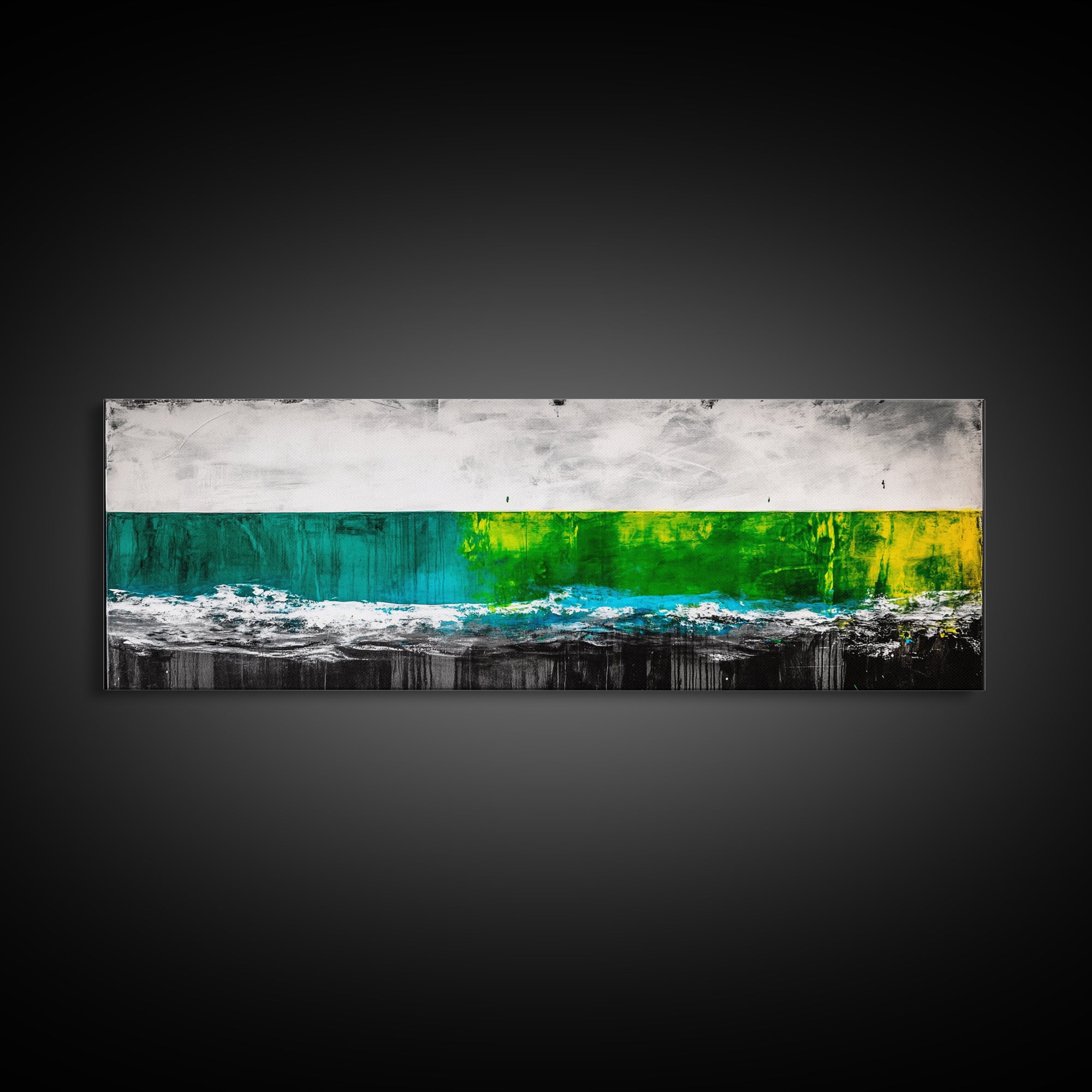 Abstract Water, Minimalist Ocean Art, Contemporary Coastal Decor, Serene Blue Green Painting, Canvas Print, Office Wall Art