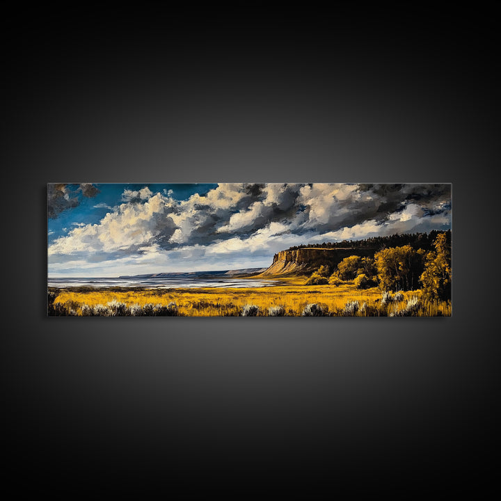 Dramatic Cliffs, Western Landscape, Bold Sky Art, Rustic Decor, Large Landscape Print, Wilderness Wall Art, Framed Canvas Print, Office Art