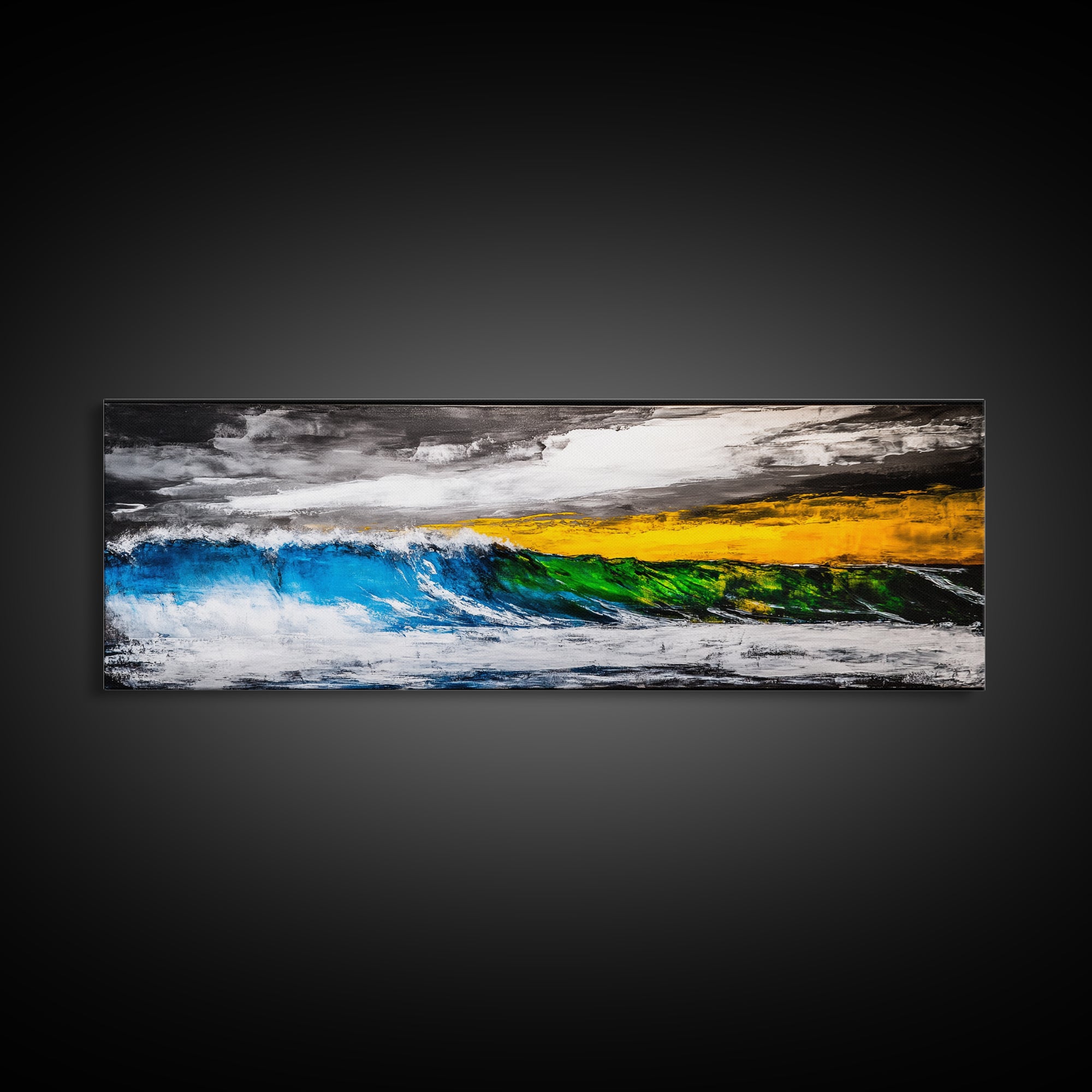 Blue, Green, Wave, Framed Canvas Print, Ocean Wall Art, Surfer Gift, Coastal Living Decor, Modern Abstract Seascape, Minimalist Art Piece