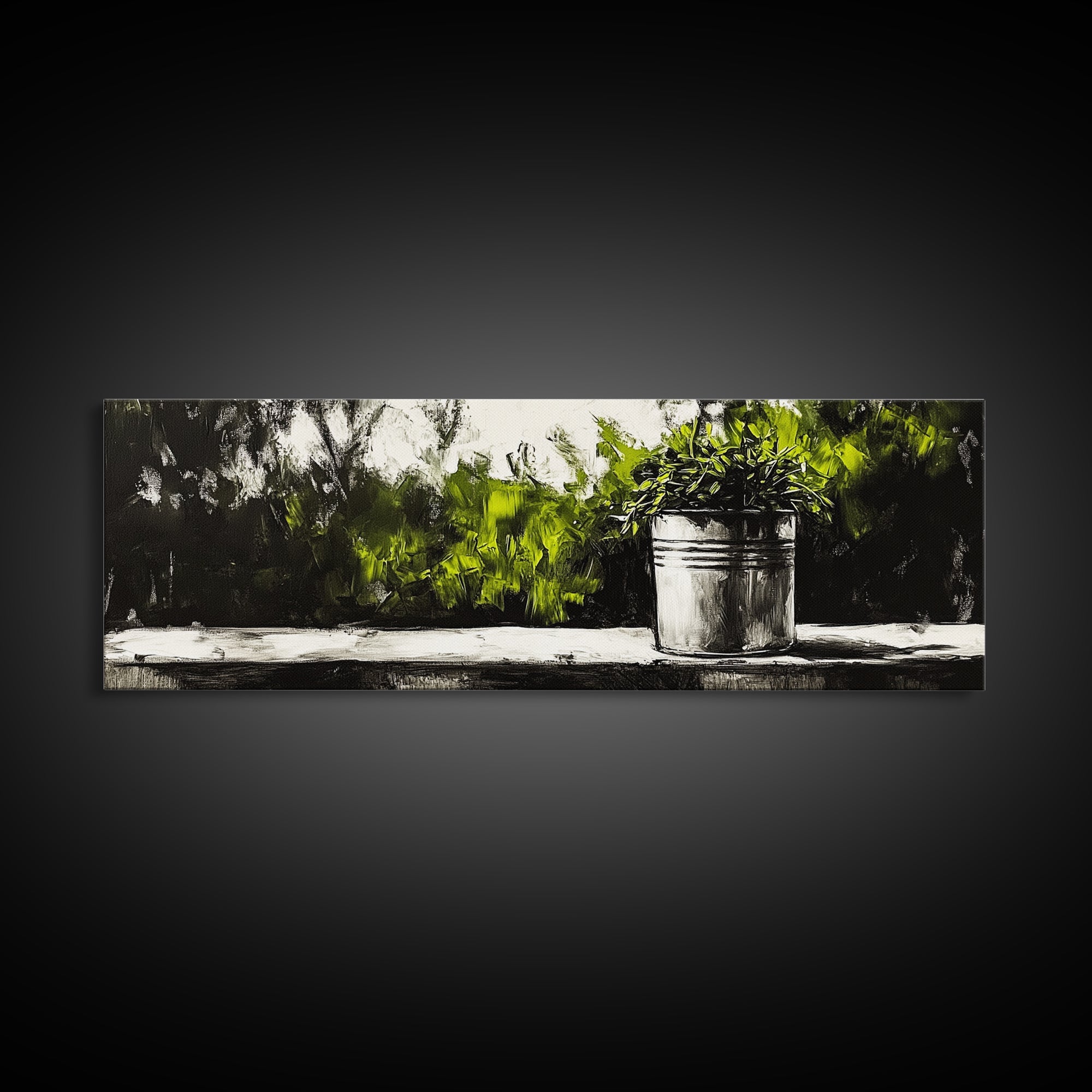 Potted Plant, Botanical Wall Art, Greenery Decor, Modern Minimalist Painting, Nature Inspired Home, Kitchen Wall Print, Canvas Print